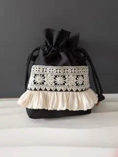 インド刺繍リボン ミニ巾着 バッグ ハンドメイド