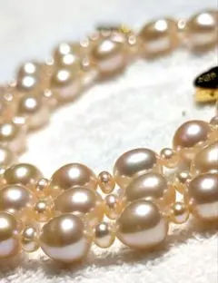 桜色バロックパールネックレス42cm＆ブレスレット★繋げてロング