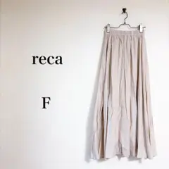 reca（F）サテンフレアスカート　ベージュ　ロング　細見え　ウエストゴム