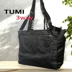 【希少・美品】TUMI 3way トートバッグ カモフラ スタッズ チェーン 黒のサムネイル