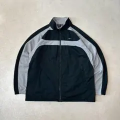 00s NIKE トラックジャケット ブラック ジップアップ 絞り ロゴ 刺繍