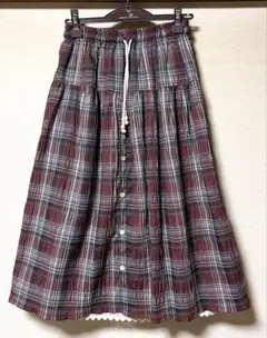 WIN HEART ウィンハート フレアチェックロングスカート ウエストゴム