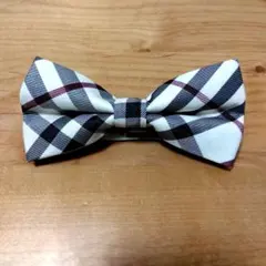 蝶ネクタイ (チェック柄 ベージュ) 調整可能