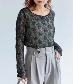 【美品】リバーシブルレースプルオーバー　LAVEANGE