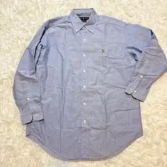 90s 00s ラルフローレン ポニー刺繡 シャツ YARMOUTH 長袖 青