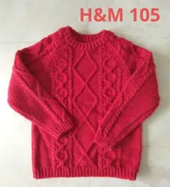 美品 H&M 105 赤ニット クリスマスセーター