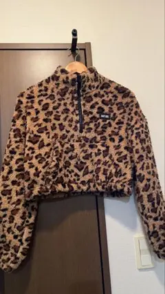 ヒョウ柄 フリースジャケット ハーフジップ
