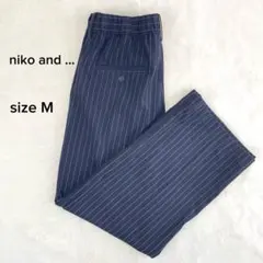 niko and ... ストライプ イージーパンツ M ネイビー ウエストゴム