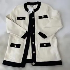 H&M新品　アイボリーと黒のニットカーディガン