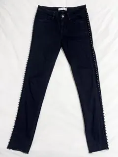 ZARA スタッズ装飾 スキニーパンツ EUR36 ブラック