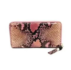 ✨️未使用品！✨️GUCCI ラウンドファスナー長財布 パイソン ピンクブラック