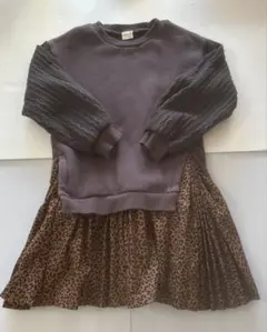 petit main ワンピース 120cm グレー系ヒョウ柄