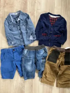 秋冬服　90 男の子　カーディガン　シャツ　サルエルパンツ　コーデュロイ