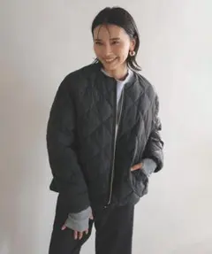 【TAION×UNFILO】キルティングダウン ショート丈ブルゾン グレー系 M