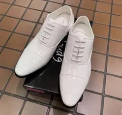 新品 訳有 メンズドレスシューズ エネメルホワイト 革靴 約26cm 42