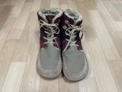 茶*。様 ムートンブーツ 赤とベージュ スエード