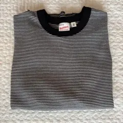 Healthknit ブラック・ホワイトストライプ 半袖Tシャツ Sのサムネイル