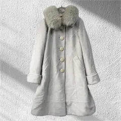 アプワイザーリッチェ ファー付 ウールコート ロング M アンゴラ フォックス