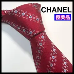 ✨極美品✨ CHANEL シャネル　ネクタイ　ココマーク　花柄　ワインレッド