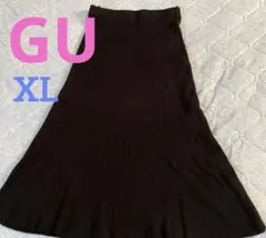 GUジーユー黒 リブ編み フレアロングスカート