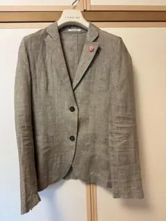 [LARDINI]リネン テーラードジャケット 花ブローチ付
