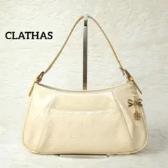 CLATHAS クレイサス エナメル ハンドバッグ ベージュ チャーム付き