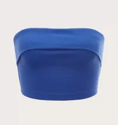 リブニット ベアトップ チューブトップ ブルー