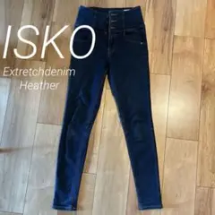 ヘザー　ISKO heather ハイウエスト ダークブルー スキニーデニム　S