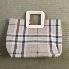 チェック柄ボックス型ハンドバッグ