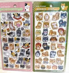 【正規品】和柄　ボンボンドロップシール　柴犬　猫　セット