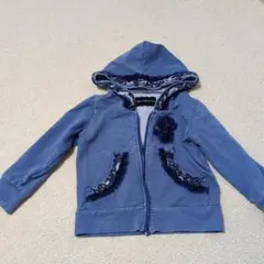 女の子　フード付きパーカー 90cm 青