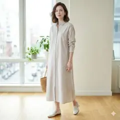 スローブイエナ マルチストライプ ロングシャツワンピース マキシ丈