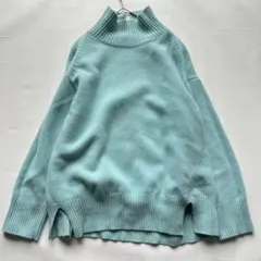 SHIPS ウールカシミヤ混 ハイネックニット ライトブルー M