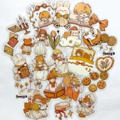女の子＆アニマル✕‬クリア★おやすみタイム★【４６枚】フレークシール