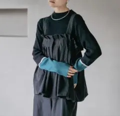 新品　LEPSIM レプシィム　12ゲージ袖配色プルオーバー2　黒×緑