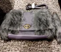 新品未使用薄紫 ファー付きショルダーバッグ