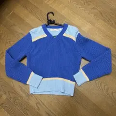 最終お値下げユニクロVネックリブ編みニットセーター