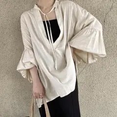 ボリュームスリーブリネンスキッパーシャツ