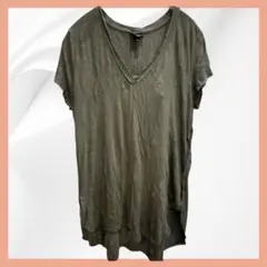 Mossimo モッシモ Vネック チュニック Tシャツ カーキ Lサイズのサムネイル