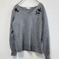 【プロポーションボディドレッシング】ビーズが素敵なニット　グレー