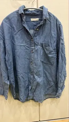 ジーナシス　デニムブルー テンセルシャツ Fサイズ