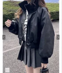 GRL 襟2wayレザーダウンブルゾン