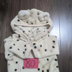 クマ耳　フード付きロンパース 80サイズ