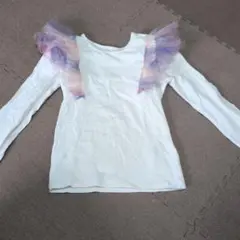 H&M フリル付きホワイトTシャツ 116cm