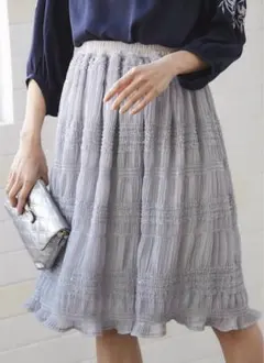 新品未使用 フリル装飾シャーリングシフォンスカート tocco closet