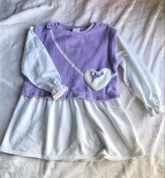 紫色のハート装飾ワンピース 130cm