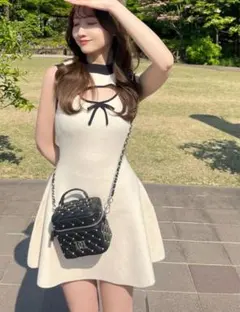 ダーリッチ　ポイントオープンニットミニワンピース