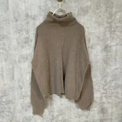 【美品】GAP ギャップ 長袖ニットセーター タートルネック ブラウン M