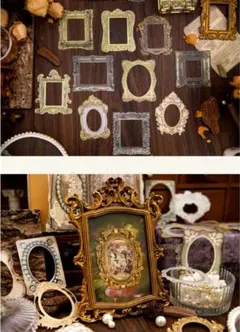 ヴィンテージフレーム　30枚　素材紙　コラージュ　アンティーク　額縁　ジャーナル