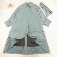 美品◎クミキョク 組曲 トレンチコート ライトグレー 薄灰 M